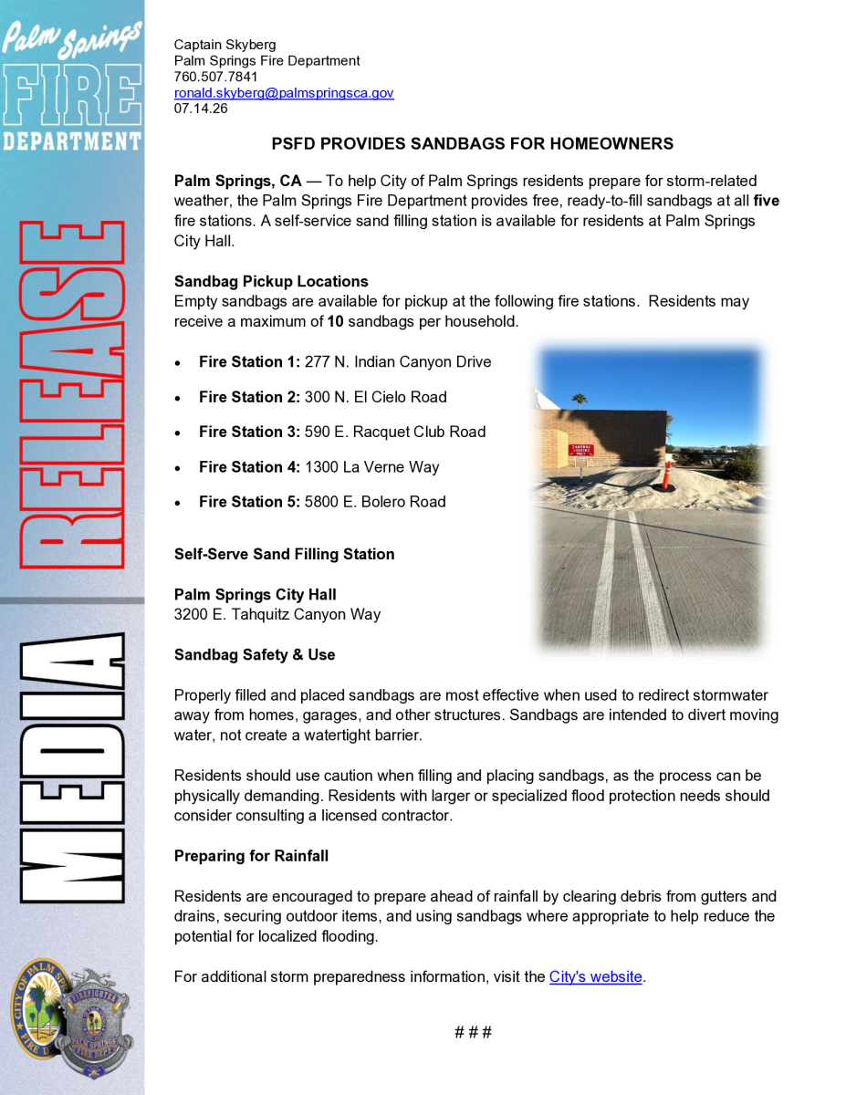 PSFD Provides Sandbags for Homeowners